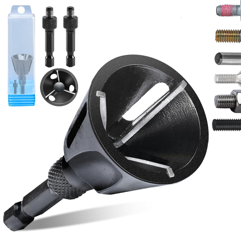 [Australia - AusPower] - Deburring External Chamfer Tool with 3 Carbide Blades, Tungsten Steel, Deburring Tool Remove Burr Tools,Bolt Thread Repair with Quick Release Shank Fit for 3/16"-1"(5mm-25mm) Larger 