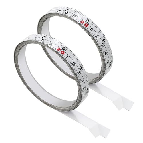 Qtcial 2-pack adhesive measuring tapes for workbenches, 143-inch ruler strips shown side by side
