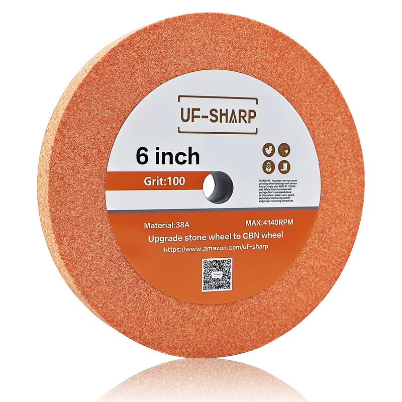 [Australia - AusPower] - 6 inch Bench Grinder Wheels, 1" Wide, 1/2" Arbor, 100 Grit Aluminum Oxide Grinding Wheel for HSS and Carbon Steel Tools (100 Grit) 