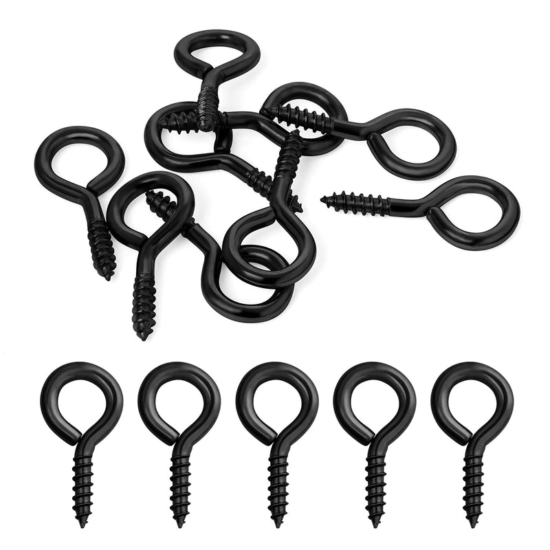 [Australia - AusPower] - #8 x 1-3/8" (1.4 Inch) Screw Eyes, Screw in Eye Hooks for Securing Cables Wires, Self Tapping Screws Eye Bolts for Indoor & Outdoor Use, Black, 100 PCS #8 x 1-3/8" 