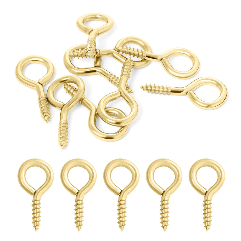 [Australia - AusPower] - #3 x 7/8" (0.87 Inch) Screw Eyes, Screw in Eye Hooks for Securing Cables Wires, Self Tapping Screws Eye Bolts for Indoor & Outdoor Use, Gold, 100 PCS #3 x 7/8" 
