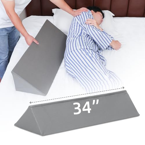 Fanwer Wedge Pillow for Side Sleeping, 34" Back Pillow for Side Sleeper, Bed Wedges & Body Positioners for After Surgery, Pregnancy Support, Back Pain, Preventing Bedsores