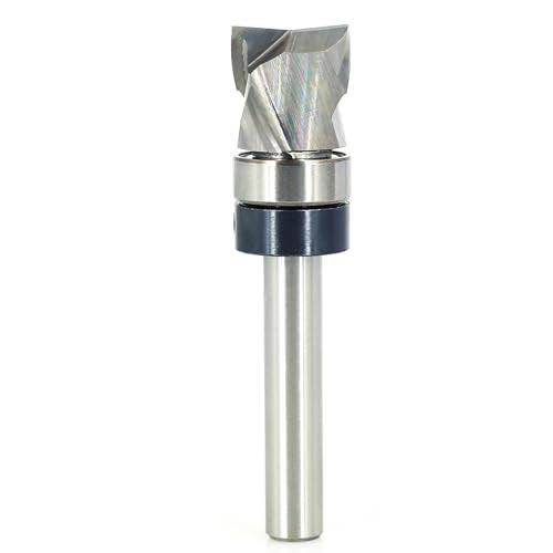 SICWOOD solid carbide compression flush trim router bit, 1/2-inch diameter, top bearing and 1/4-inch shank