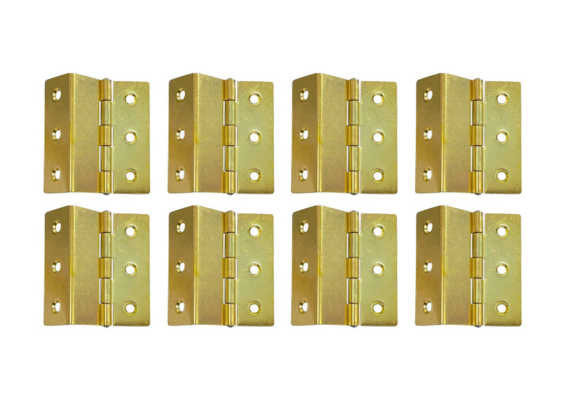QCAA Heavy Duty 3 Fold Retro Chest Hinge, Half Surface for Chest, Cabinet, Furniture, 3" x 1.8mm, Brass Plated, Made in Taiwan, 8 Pack Brass Plated(3")