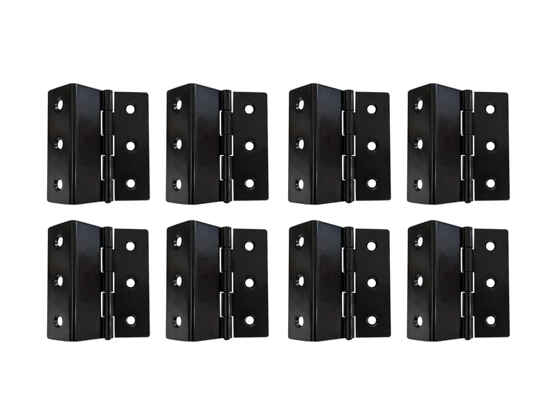 QCAA Heavy Duty 3 Fold Retro Chest Hinge, Half Surface for Chest, Cabinet, Furniture, 3" x 1.8mm, Matte Black, Made in Taiwan, 8 Pack Matte Black(3")