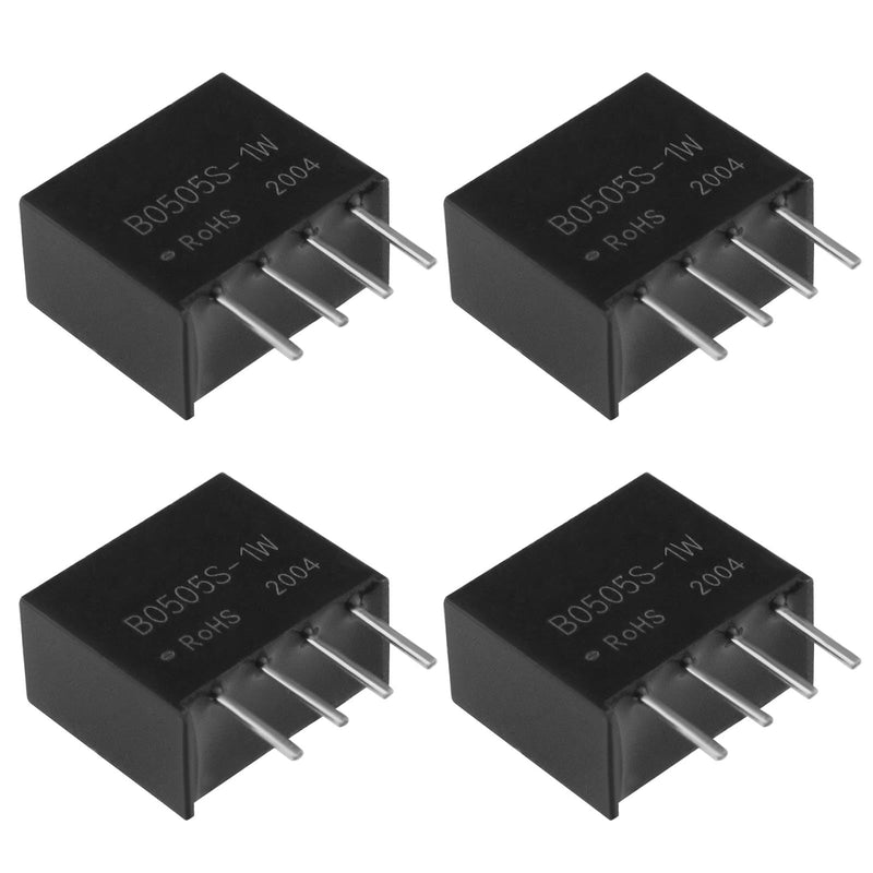 The Lord of the Tools 4pcs Black 4 Pin DC-DC 5V B0505S-1W Isolation Transformer DC-DC 5V to 5V B0505S-1W Power Supply Module Fixed Input Voltage 1W