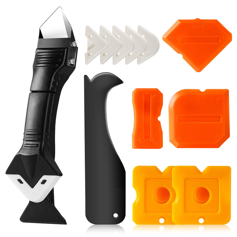 [Australia - AusPower] - 3 in 1 Silicone Caulking Tools?Stainless Steelhead), 12pack, Caulk Remover Tool Kit with Replace Silicone Padsgood Pads and Caulk Finishing Tools, Caulking Tool Kit for Kitchen, Bathroom 