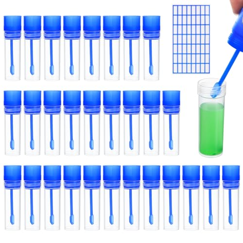 Pack of 30 Chair Sample Tubes, 15 ml Faecal Sample Tubes Dog and Cat, Sample Tube with Spoon, Dog Examination Tube for Stool Sample Pets for Testing