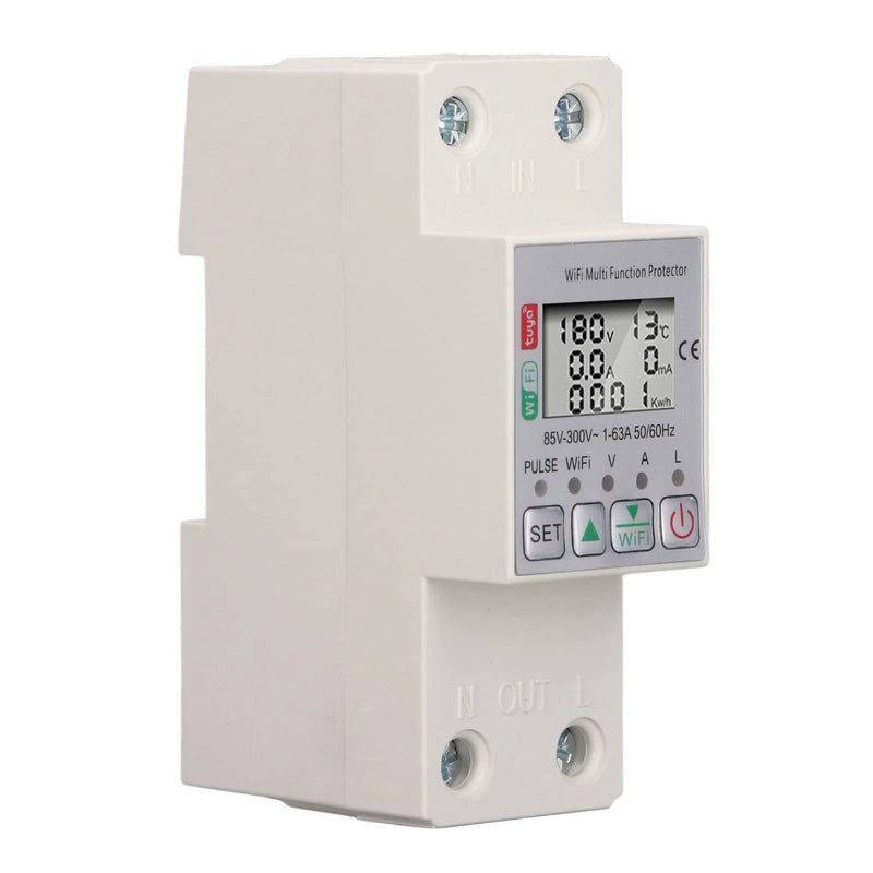 [Australia - AusPower] - Yosoo Health Gear Smart Power Meter Switch WiFi Voltage Current Meter, LCD Display WiFi Smart Power Meter Switch for Tuya Energy Circuit Breaker Multi Function Protector with Metering AC85-300V 63A 