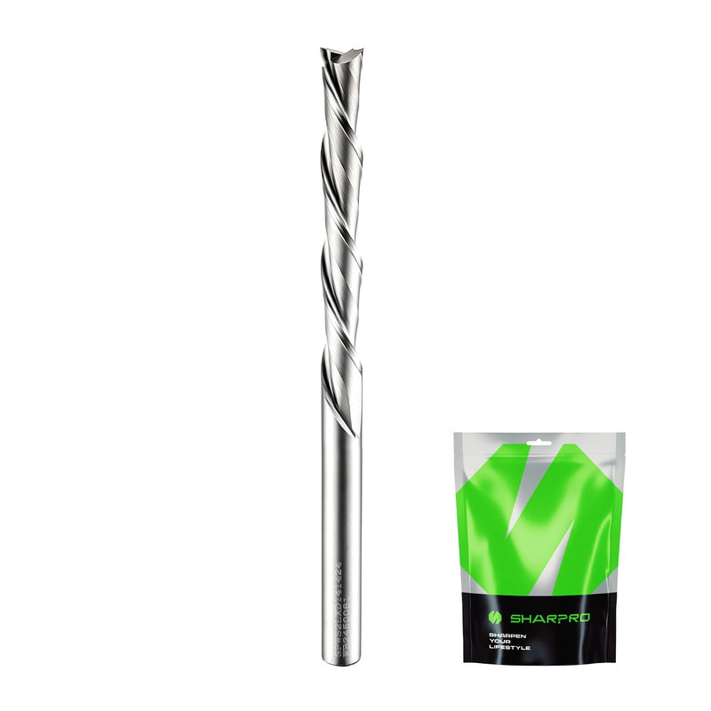 1/4 Router Bits 1/4 Shank, Spiral Downcut Router Bit, 1/4 Inch CNC Router Bits, Down Cut End Mills 1/4 Shank, Solid Carbide Endmills, Ideal for Wood Inlay, Grooving,2" CL,4" OVL 1/4"SHK - 2" CL - 1/4"DIA - 4" OVL