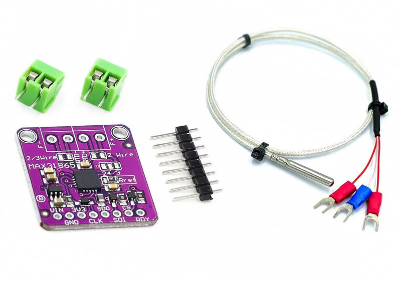 [Australia - AusPower] - 1 Set MAX31865 PT100/PT1000 RTD 3.3/5V Temperature Thermocouple Sensor Amplifier Board Temperature Detector Module with -50 to 200°C 0.5m 3 Wires PT100 RTD Sensor Probe 