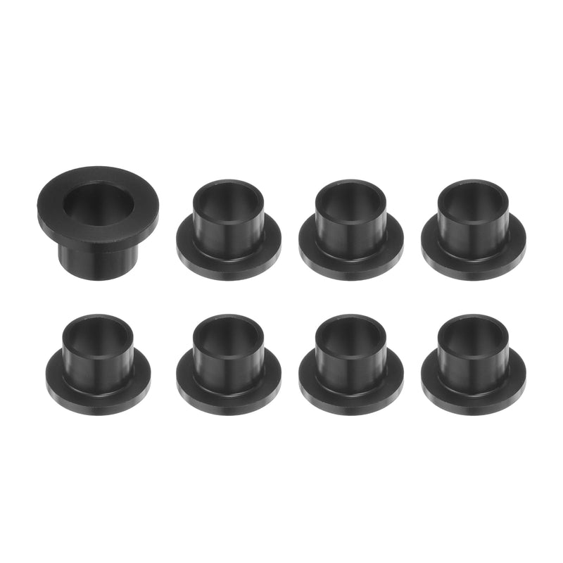 [Australia - AusPower] - 8pcs Flanged Sleeve Bearings Plastic Bushings 10mm Bore x 12mm OD x 10mm Length Black POM Bushings 
