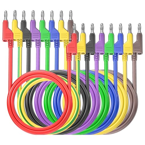 Goupchn 4mm stackable banana plug silicone test leads, 8-piece set in eight colors, 1m length