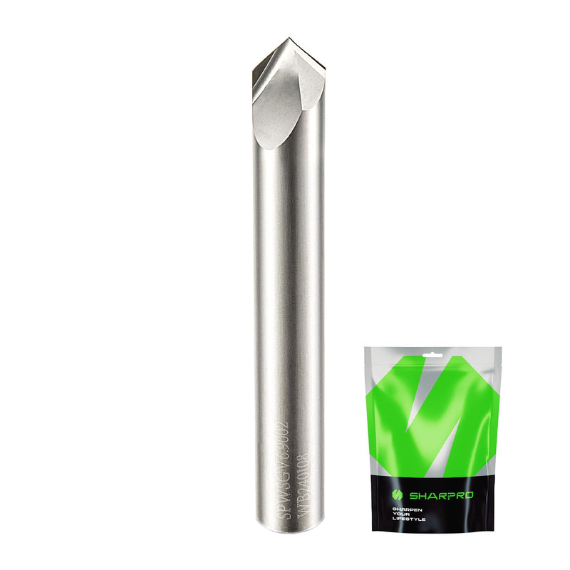 [Australia - AusPower] - 90 Degree V-bit 1/4 Inch Shank Carbide Chamfer End Mill 2 Flute CNC V-Groove Router Bit for Engraving and Chamfering Lettering, Ideal for Wood, Plywood, MDF, PVC and Acrylic 90° 1/4 SHK 0.2mm DIA 