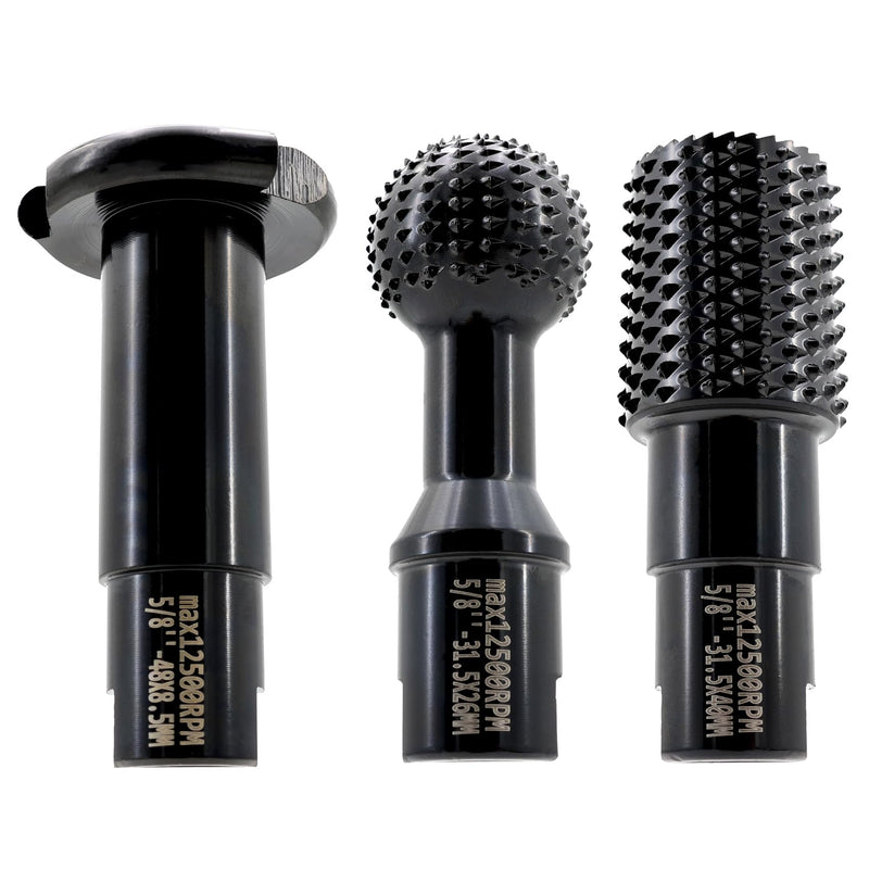 3 PCS Ball Gouge Angle Grinder Attachments - KURSTOL Sphere Rotary Burr with 5/8-11 Threads for 4 1/2 and 5 Inch Angle Grinder, Power Carving Tools for Wood Carving Grinding Hollowing Slotting 31.5 mm