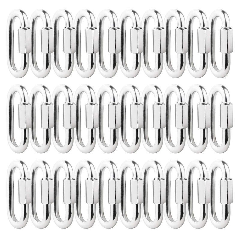 [Australia - AusPower] - 30 Packs Quick Link M3.5 1/8 inch 304 Stainless Steel Quick Link Chain D Shape Locking Quick Chain for Carabiner, Hammock, Camping and Outdoor Equipment 
