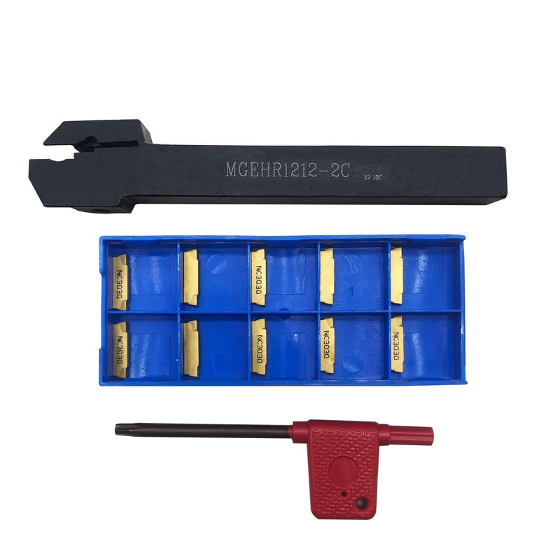 [Australia - AusPower] - 12PCS 1/2” Grooving Tool Holder MGEHR1212-2 with MGMN200 Grooving Insert Cut Off Parting Tools Turning Insert Carbide Insert for Steel Grooving Width 0.78" 1/2" Groovinng holder + MGMN200 
