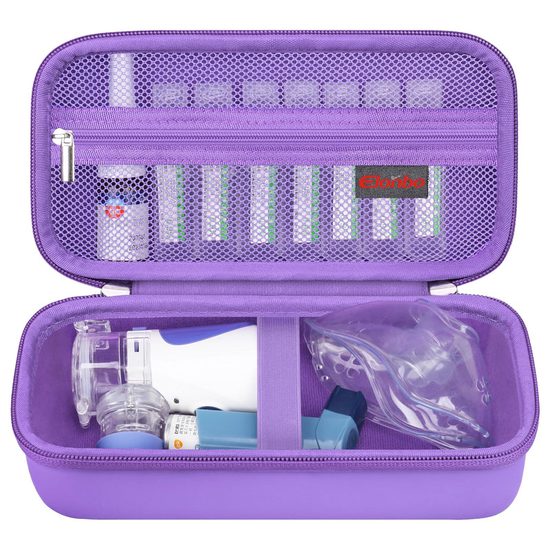 [Australia - AusPower] - Carrying Case for Portable Handheld Inhaler Nebulizer Machine for Adults and Kids, Asthma Inhaler Travel Case, Handheld Mesh Atomizer Machine Holder, Inhaler spacer Bag, Purple 