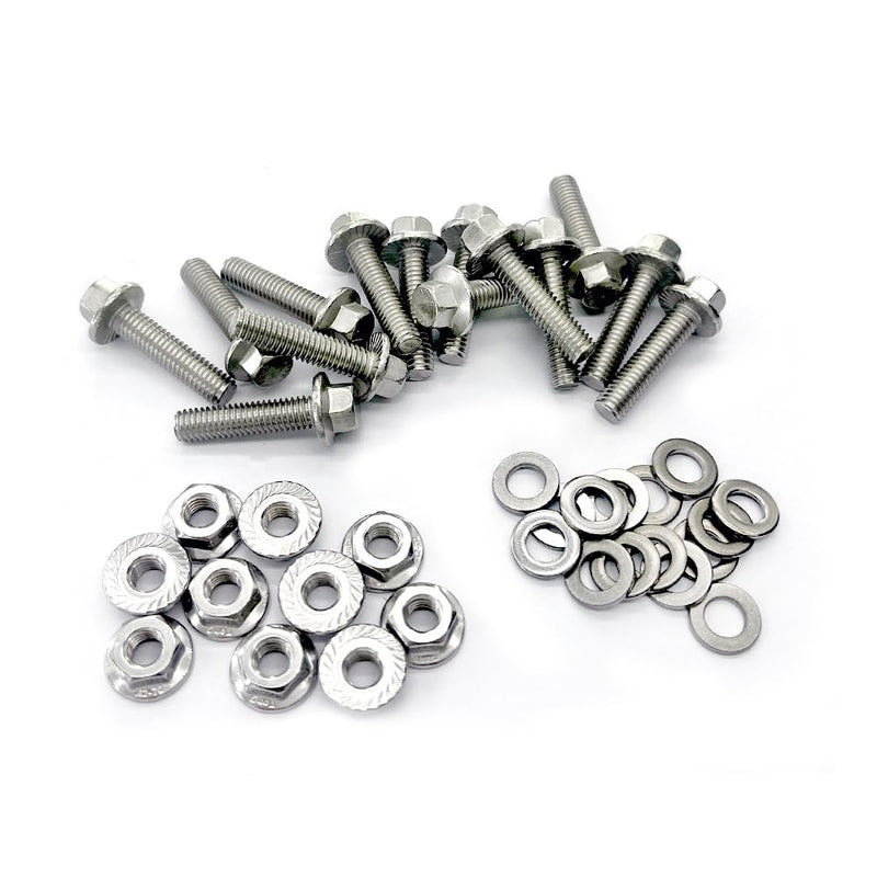 [Australia - AusPower] - 30 Sets M6x1.0-20mm Flanged Hex Head Bolts, Flange Hexagon Screws, hanger bolts,Stainless Steel 18-8 (304), M6 Flange Bolt and Nuts,Washer for Securing Exhaust Components (M6x20mm) M6x20mm 