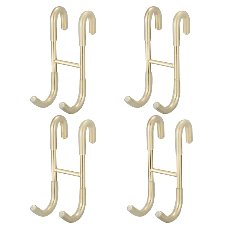 Homevacious Shower Door Hooks, 4 Pack Over Shower Glass Door Hook,SUS 304 Stainless Steel Rack Hooks, Frameless Bathroom Hanger Drilling-Free, Glue-Free Towel Hooks,Brushed Gold Brushed Gold 4 pcs
