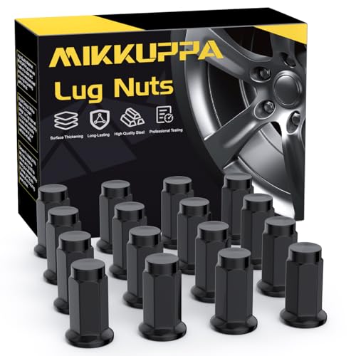MIKKUPPA 10x1.25 black flat seat lug nuts, 16-pack with 14mm hex for ATV and UTV wheels