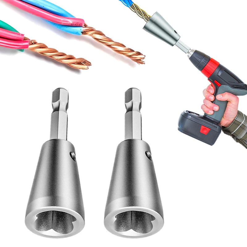 [Australia - AusPower] - Wire Twister Tool for Drill, 2024 Upgrades Wire Nut Twister for Drill Profession Electricians Tool, 6MM Hex Shank Cable Wire Twisting Tool Wire Twister Wire Connector for 9-22 AWG (2pcs) 2pcs 