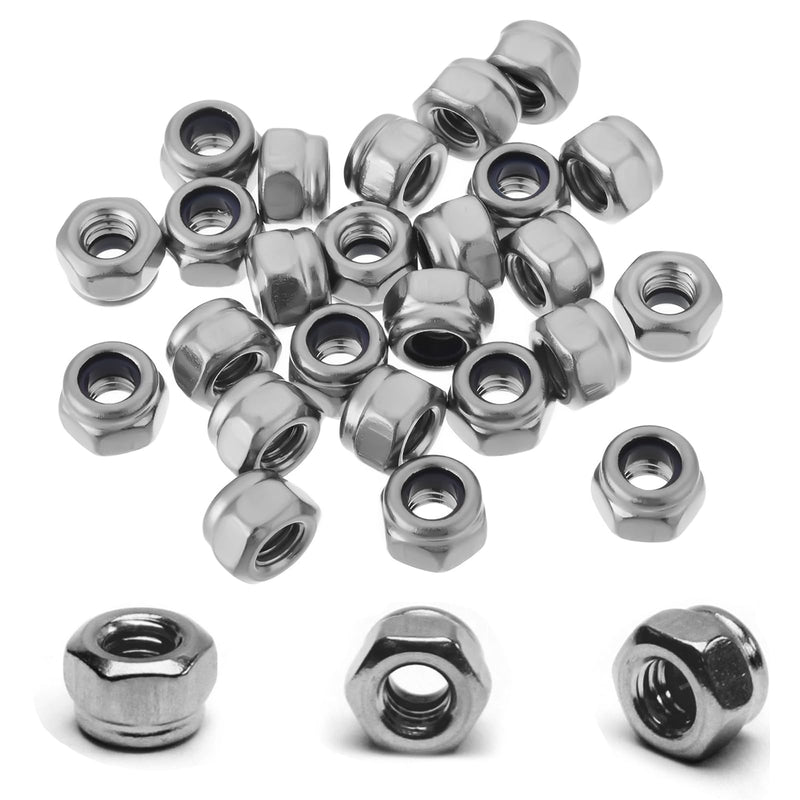[Australia - AusPower] - 100PCS M4 Locknuts Metric Nylon Inserted Hex Lock Nuts Self-Lock Nylon Insert M4x0.7mm 304 Stainless Steel Self Locking 7mm Hex Nut Driver Tiny Nut for RC Cars 3D Printer 