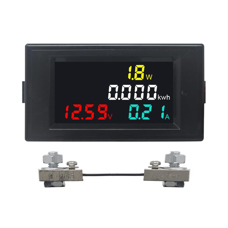 KETOTEK Ammeter Voltmeter DC 14-600V 100A Digital Multimeter Panel Power Energy Monitor Watt Meter DC Current Voltage Meter with 100A Shunt 14-600V 100A(100A Shunt)
