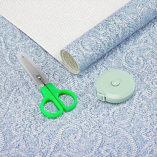 FIFTY FEET 12X480 Inch Shelf Liner with Scissor & Tape Measure for Kitchen Cabinets, PVC Drawer Liner for Dresser Non-Slip Bathroom, Non-Adhesive Cabinet Liner Washable (Pale Blue) Pale Blue 12"W x 480"L