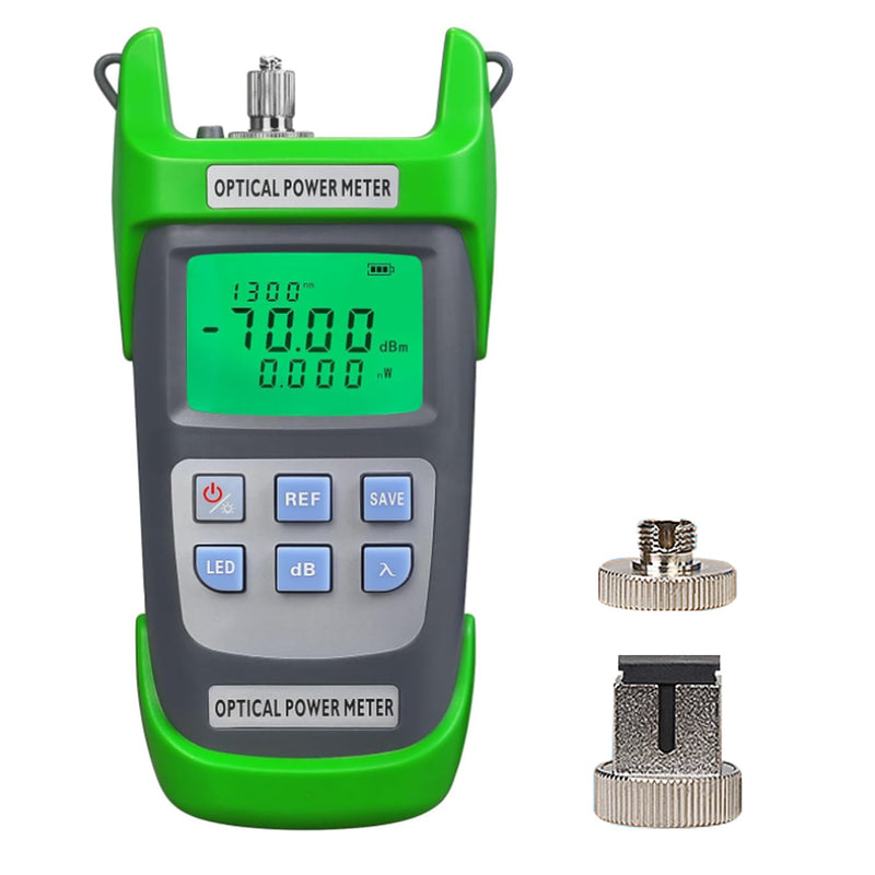 [Australia - AusPower] - Fiber Optical Power Meter with SC FC Connector, -70~10dBm, 10 Optic Wave Length, Optic Test Equipment for CCTV Communication Engineering (Green) Green 1 