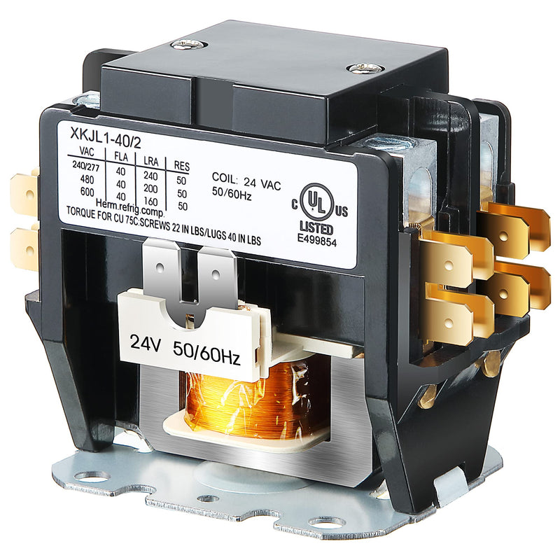 [Australia - AusPower] - Carrier HVAC Motor Contactor, 2 Pole 40 Amp 24V Coil AC Contactor Furnace Replacement Relays, AC Definite Purpose Contactor Relays, Air Conditioner Condenser Compressor(1 Pcs) 1 