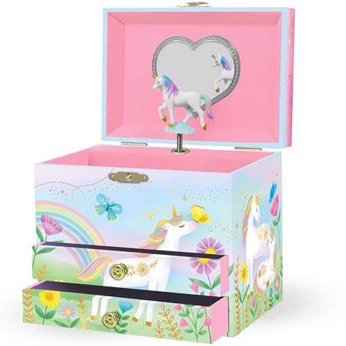 Giggle & Honey® Musical Unicorn Jewelry Box for Girls Floral Unicorn