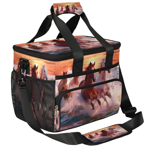 Pardick Lunch Box for Women Men Sea Horse Insulated Lunch Bag Leakproof Large Lunchbox for Adults with Adjustable Shoulder Strap, Cooler Tote Bag for Work, Picnic, Beach