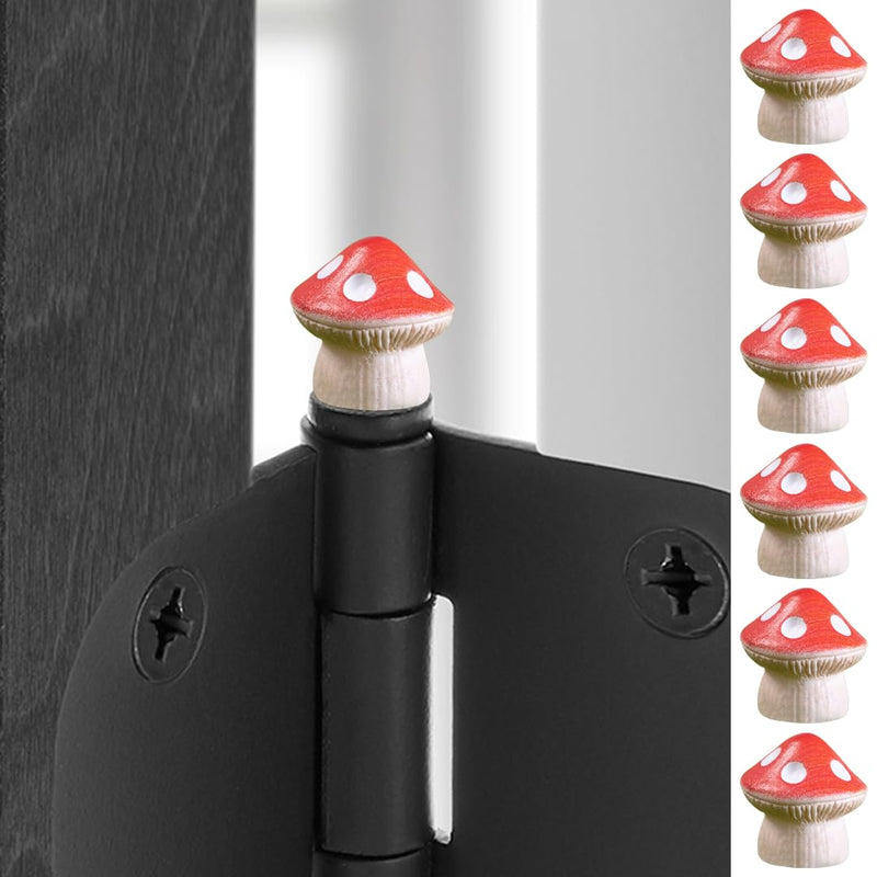 [Australia - AusPower] - Door Hinge Heads Decorative Topper - Hinge Head Mushroom - Magnetic Hinge Head Trinket - Hinge Pin Topper Miniature (Red, Set of 6) 