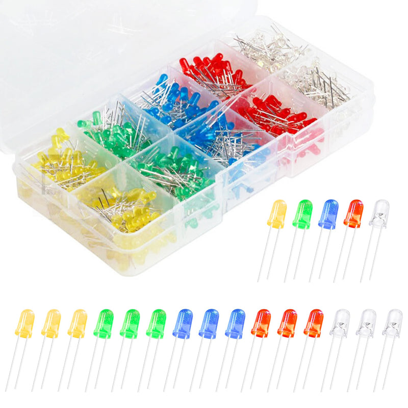 [Australia - AusPower] - 5mm Flickering led Lights for Models Mini LED Lamps Flicker Micro Lights Emitting Diode Assortment Kit Red, Yellow, Green, Blue, White(40 of Each Colour 200 Pieces in Total) 