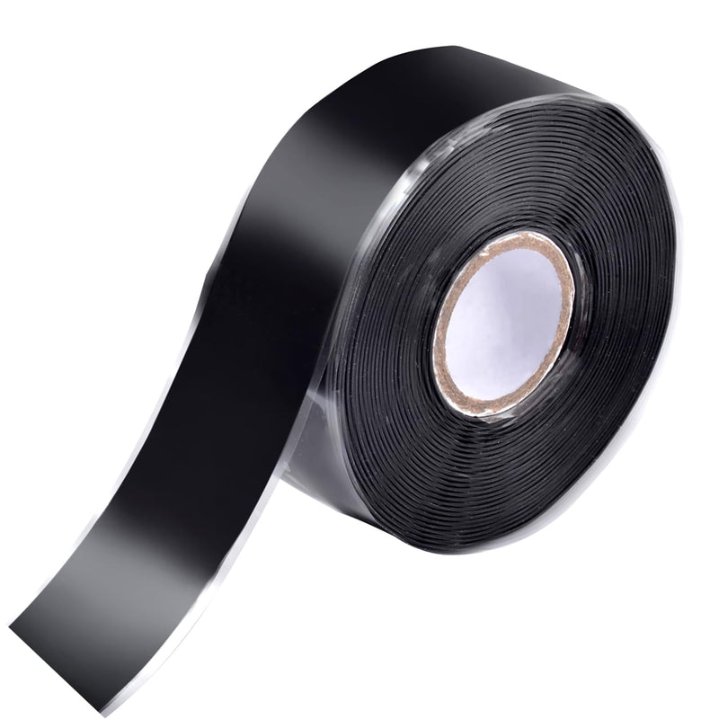 [Australia - AusPower] - Self Fusing Silicone Tape 1 in x 16.4' Black Waterproof Rubber Leak Proof Sealing Tape Silicone Rubber Self-amalgamating Tape for Emergency Hot and Cold Water Pipe Repairs and Tool Fixation 0.5mm Thickness 