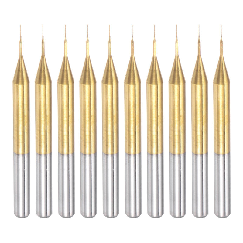 uxcell 10Pcs 0.2mm Titanium Coat Carbide End Mill Engraving Milling Cutter CNC Router Bits for PCB Machine, 1/8" Shank