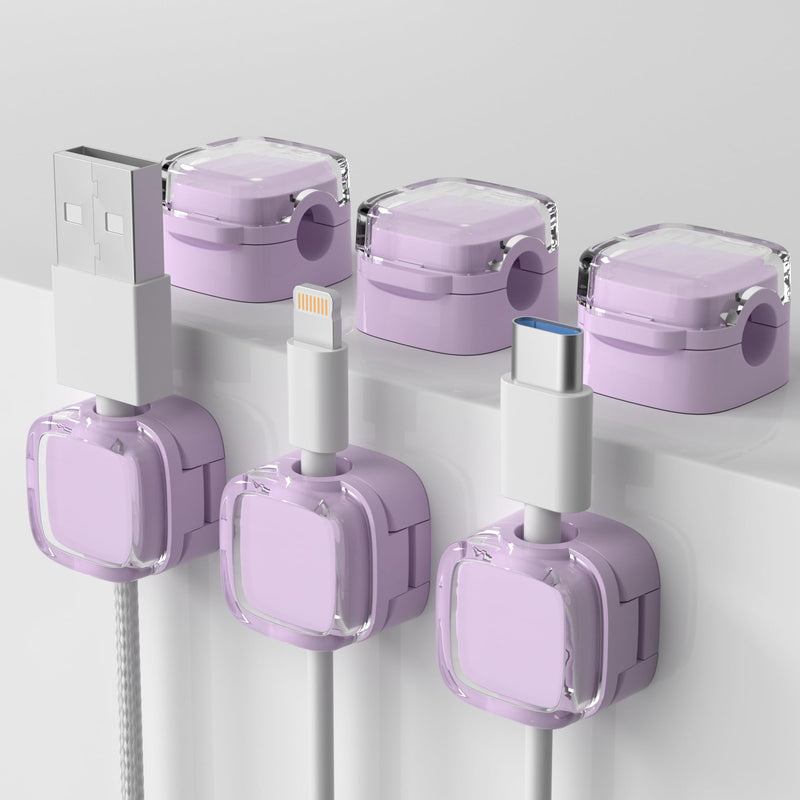 [Australia - AusPower] - Magnetic Cable Clips, Home Multipurpose Cable Management for Car and Office Supplies, Self Adhesive Cable Organizer Clip. Magnetic Cable Holder (6pcs Purple) 