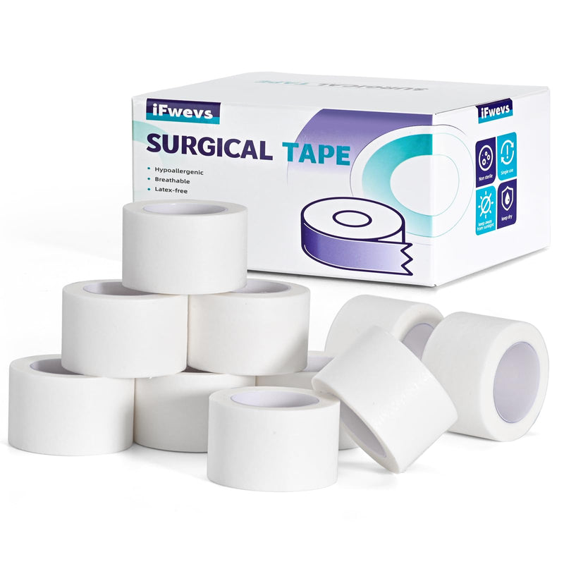 [Australia - AusPower] - Paper Medical Tape 10 Rolls - 1" x 10 Yards Latex-Free & Hypoallergenic Soft Paper Surgical Tape, Applicable to Surgical Tape for Skin, Dressings, Wound First Aid Tape 