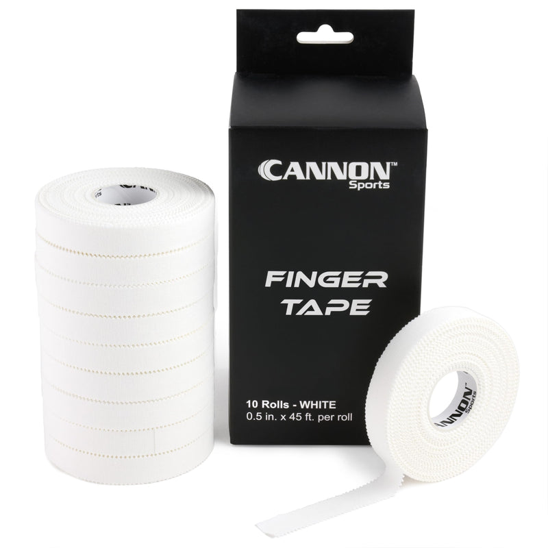 Cannon Sports 10 Pack Athletic Finger Tape - 0.5 Inch x 45 Feet Each Roll - Extra Strong Adhesive for Rock Climbing, Jiu-Jitsu, Wrestling, Martial Arts, Weight Training, Volleyball (White, 10 Pack) White