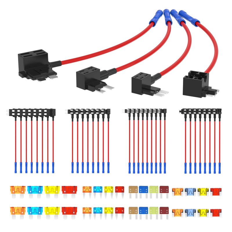 RVBOATPAT 36PCS Fuse Tap 12V 4 Types Add a Fuse Kit with 5A 10A 15A 20A Fuse Standard Low Profile Fuse Tap Adapter Mini and Micro2 for Car Truck RV Boat Mower QSACC-9PCS
