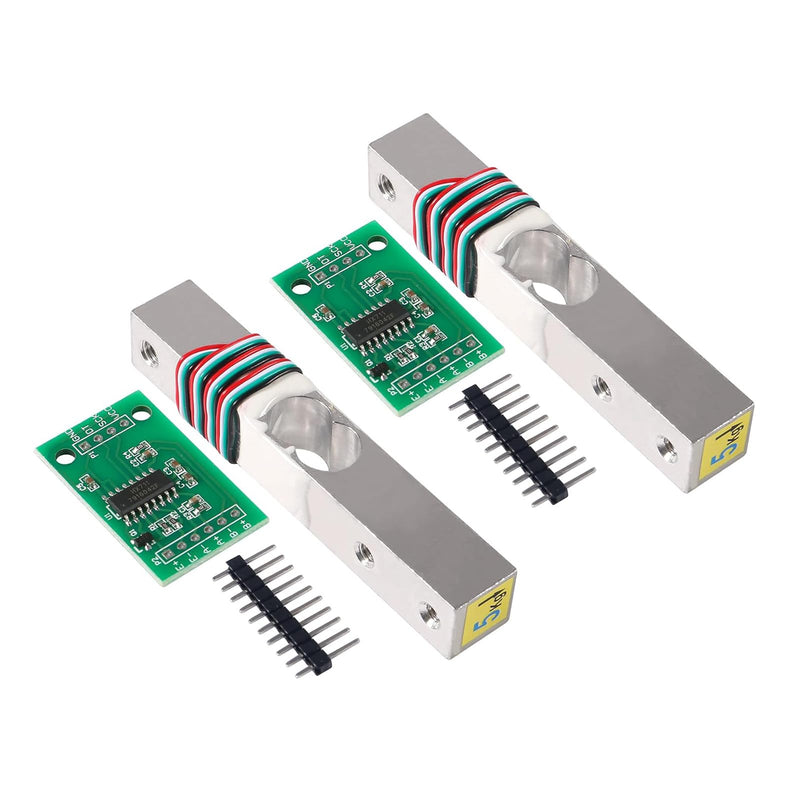 Pack of 2 5 kg Load Cell Weight Sensors Digital Scales Load Cell + 2 Pieces HX711 Load Cell Weight Sensor Module for Arduino Microcontroller DIY (5 kg + HX711) 5 kg + HX711