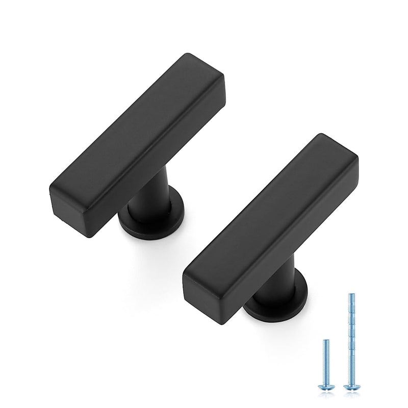 JOY DECOR 20 Pack Matte Black Single Hole Center Cabinet Hardware Handles Stainless Steel Square Dresser Pulls Black Kitchen Drawer Handles for Cabinets