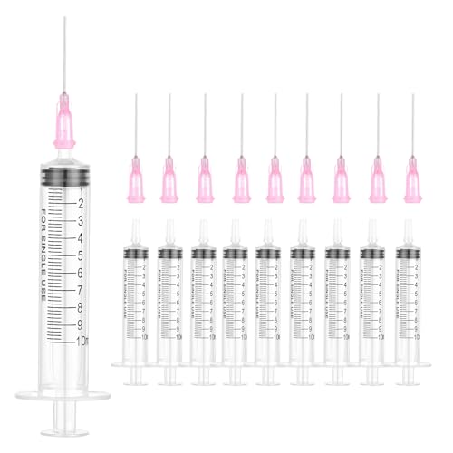 10 ml plastic syringe with needle, pack of 10, colostrum syringes | Individually packed, versatile dosing syringes reusable liquid syringe measuring syringe for garden
