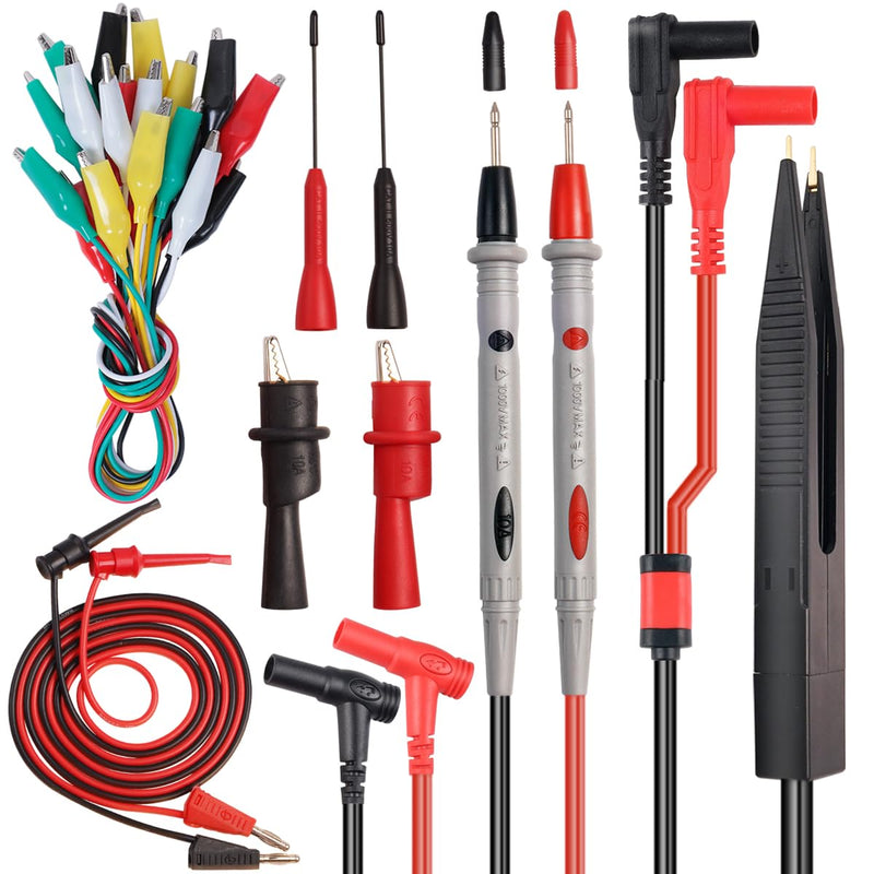[Australia - AusPower] - TKDMR 19Pcs Electrical Multimeter Test Leads Set with Alligator Clips Test Hook Test Probes Lead Professional,5 Colors Jumper Wires Kit 1000V 10A CAT.II TKDTL2908 