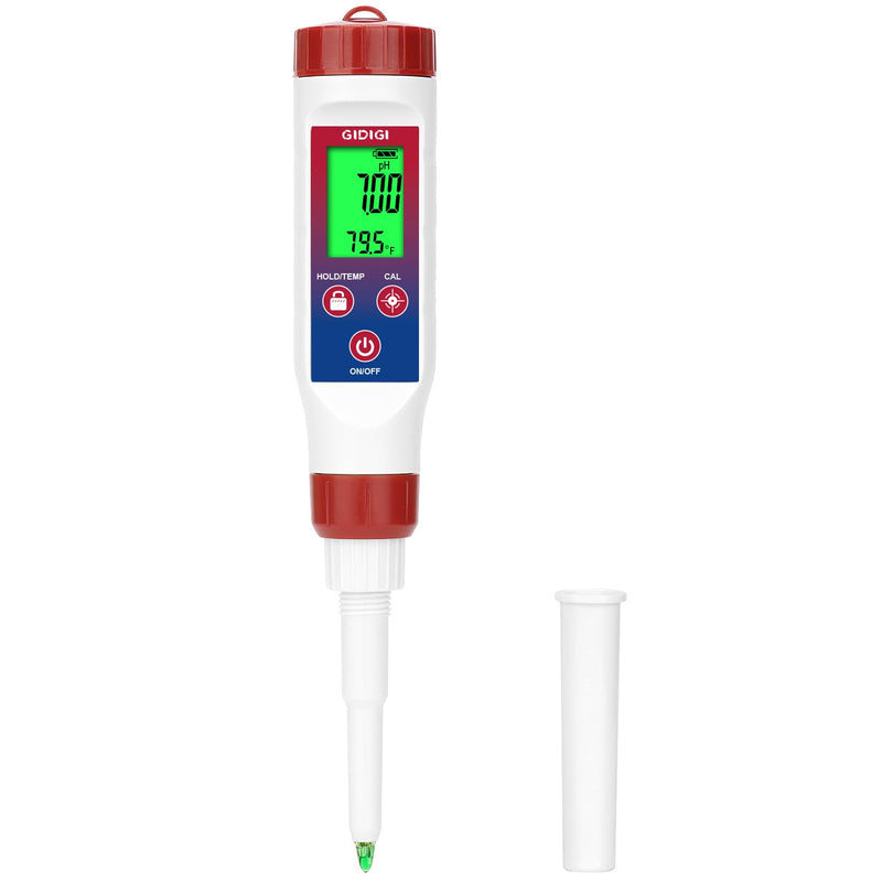 [Australia - AusPower] - Smart pH Meter for Food, GIDIGI Digital Food pH Tester, Accurate Canning pH Test Kits with ATC, Professional Fermenting pH Test Pen, Spear pH Probe for Bread Cheese Sushi Rice Sourdough Sauce Meat Red+Blue 