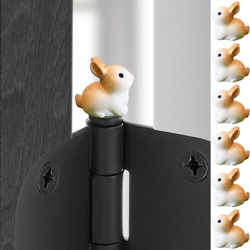 [Australia - AusPower] - Door Hinge Heads Decorative Topper - Hinge Head Rabbit Set of 6 - Magnetic Hinge Head Trinket - Hinge Pin Topper Miniature Animal Figurine 