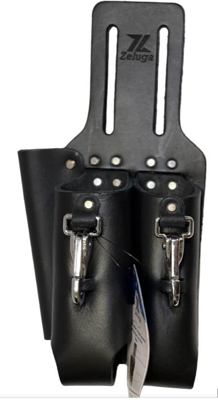 Zeluga Saddle Leather 3 Pocket Linesmen and Electricians Tool Holder Black