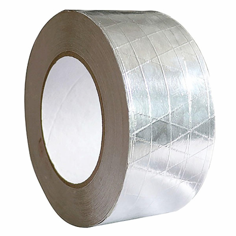 Fiberglass Reinforced Foil Duct Tape, 2 inch Glass Fiber Cloth Aluminum Foil Tape Duct Tape Withstand 80°C to 100°C, Fireproof Heat Resistant Tape for HVAC, Metal Repair Sealing and Insulation 2 inch width x 82 feet Cross Pattern Silver