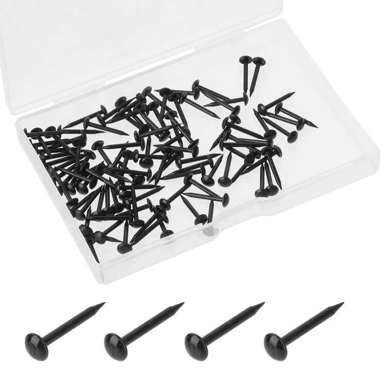 [Australia - AusPower] - 100 PCS Upholstery Nails Tacks Black Round Head Thumb Tacks Metal Long Thumb Tacks Iron Hardware Finishing Nails Wall Hanging Nails Decorative Push Pins for Wood Door Furniture Sofa 